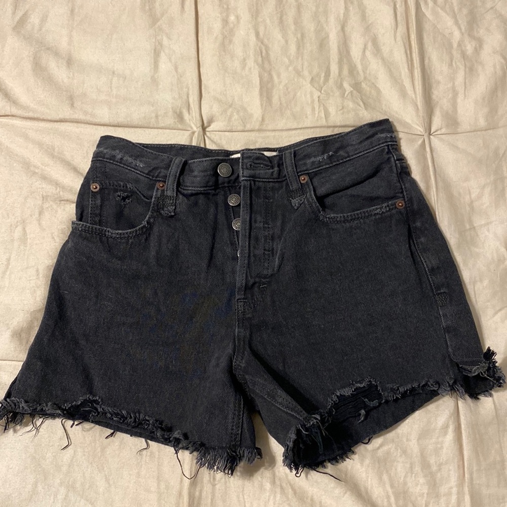 Free People black distressed shorts